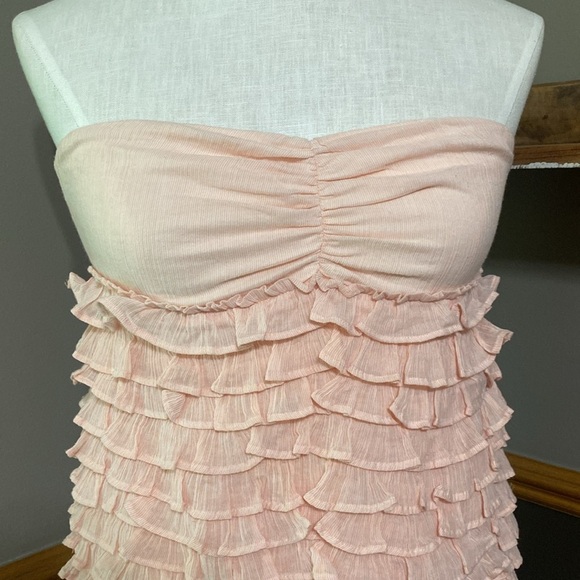J. Crew light pink ruffle strapless knee length dress size s NWT - Picture 2 of 8